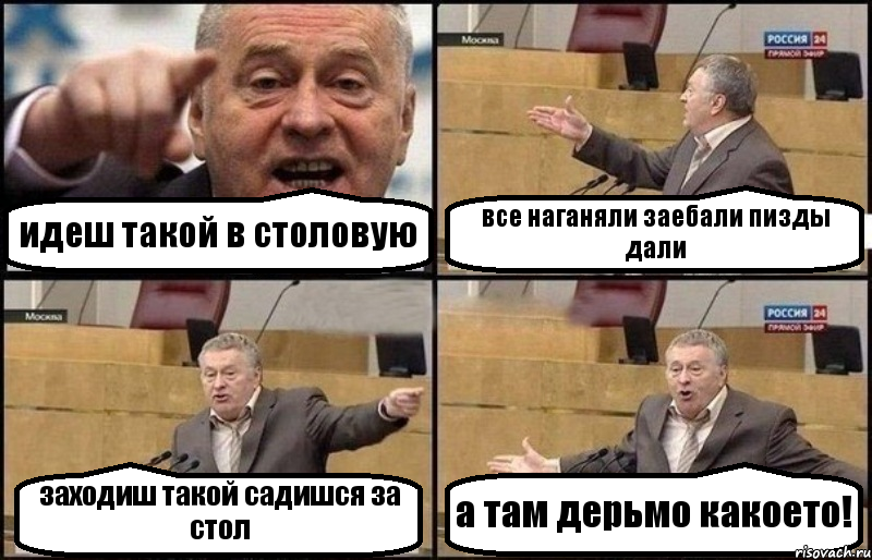 идеш такой в столовую все наганяли заебали пизды дали заходиш такой садишся за стол а там дерьмо какоето!, Комикс Жириновский