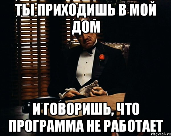 ты приходишь в мой дом и говоришь, что программа не работает, Мем Дон Вито Корлеоне