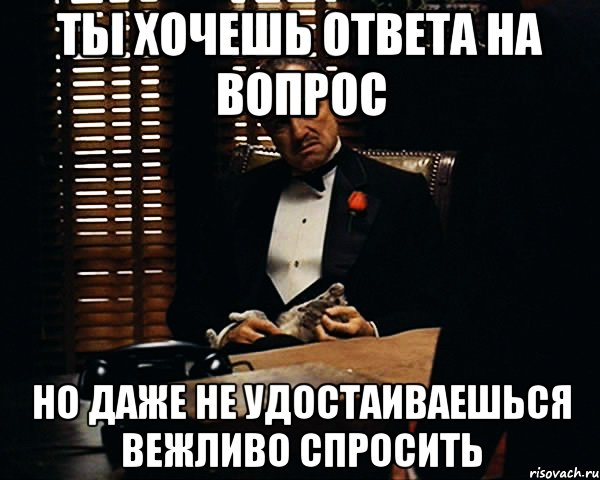 ты хочешь ответа на вопрос но даже не удостаиваешься вежливо спросить, Мем Дон Вито Корлеоне