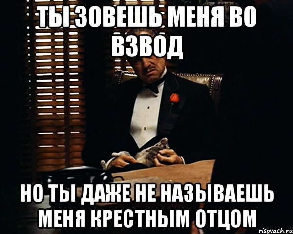 ты зовешь меня во взвод но ты даже не называешь меня крестным отцом, Мем Дон Вито Корлеоне