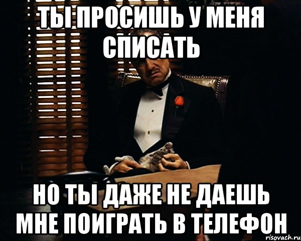 ты просишь у меня списать но ты даже не даешь мне поиграть в телефон, Мем Дон Вито Корлеоне