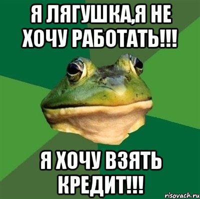 я лягушка,я не хочу работать!!! я хочу взять кредит!!!, Мем  Мерзкая жаба