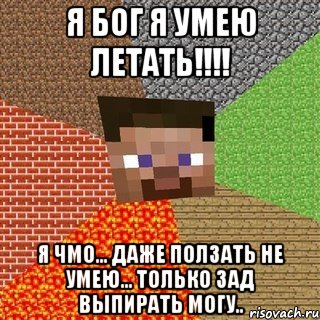 я бог я умею летать!!! я чмо... даже ползать не умею... только зад выпирать могу.., Мем Миникрафтер