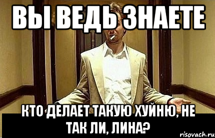 вы ведь знаете кто делает такую хуйню, не так ли, лина?, Мем Ну чо