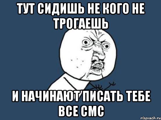 тут сидишь не кого не трогаешь и начинают писать тебе все смс, Мем Ну почему