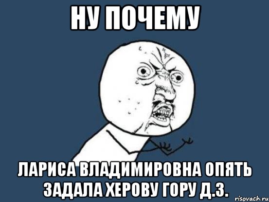 ну почему лариса владимировна опять задала херову гору д.з., Мем Ну почему