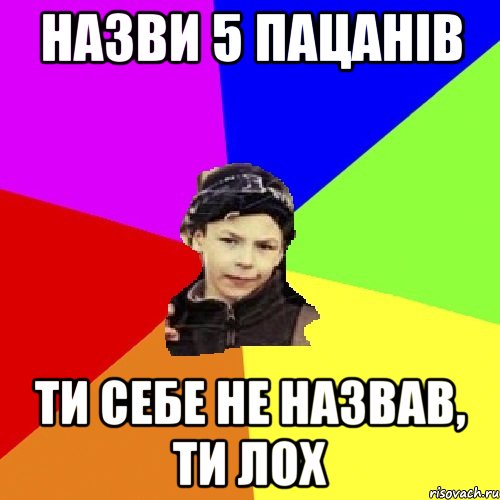 назви 5 пацанів ти себе не назвав, ти лох, Мем пацан з дворка