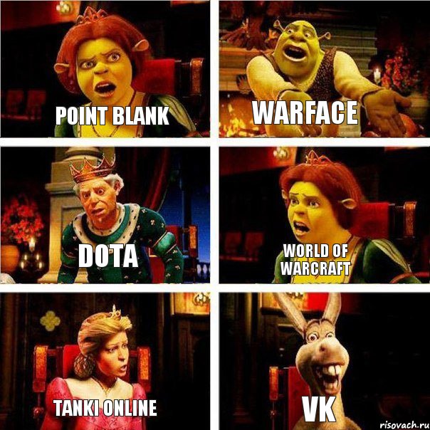 point blank warface dota world of warcraft tanki online vk, Комикс  Шрек Фиона Гарольд Осел