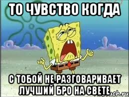 то чувство когда с тобой не разговаривает лучший бро на свете, Мем Спанч Боб плачет