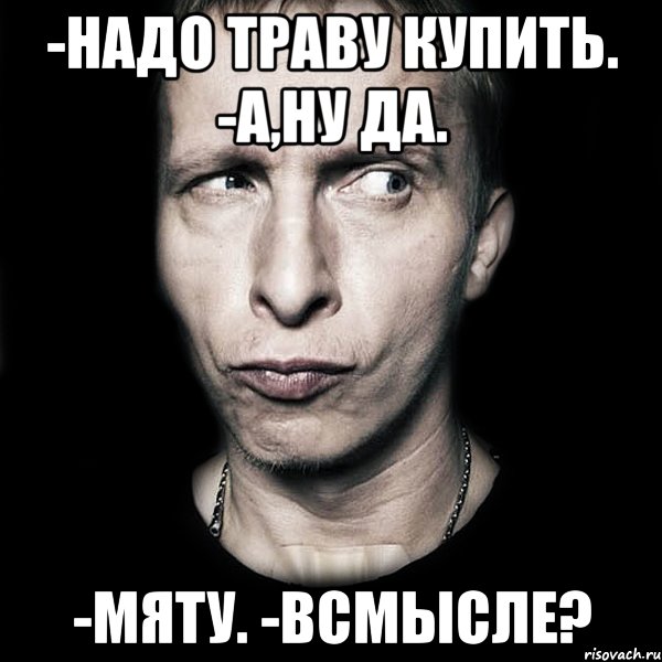 -надо траву купить. -а,ну да. -мяту. -всмысле?, Мем  Типичный Охлобыстин