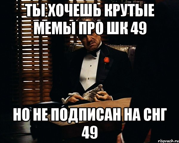 ты хочешь крутые мемы про шк 49 но не подписан на снг 49, Мем Дон Вито Корлеоне