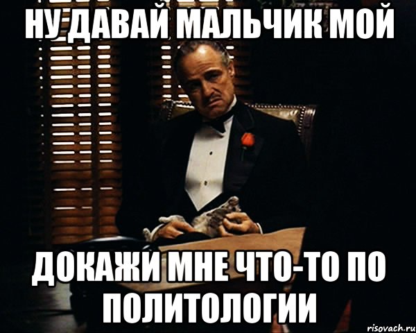 ну давай мальчик мой докажи мне что-то по политологии, Мем Дон Вито Корлеоне