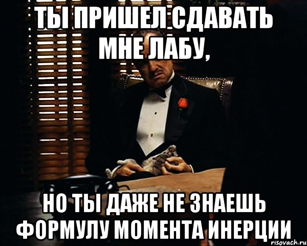 ты пришел сдавать мне лабу, но ты даже не знаешь формулу момента инерции, Мем Дон Вито Корлеоне