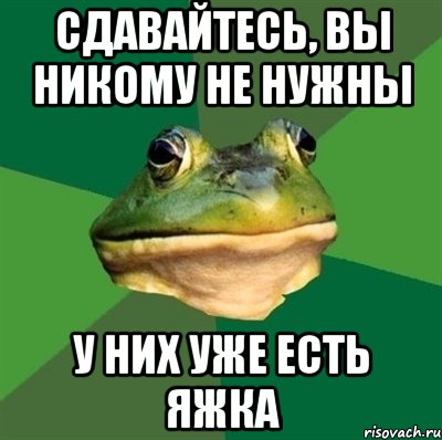 сдавайтесь, вы никому не нужны у них уже есть яжка, Мем  Мерзкая жаба