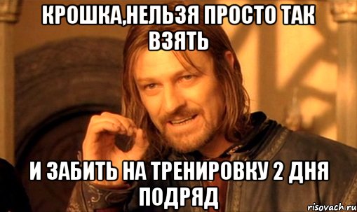 крошка,нельзя просто так взять и забить на тренировку 2 дня подряд, Мем Нельзя просто так взять и (Боромир мем)