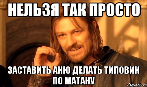 нельзя так просто заставить аню делать типовик по матану, Мем Нельзя просто так взять и (Боромир мем)