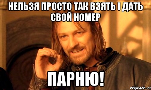 нельзя просто так взять і дать свой номер парню!, Мем Нельзя просто так взять и (Боромир мем)