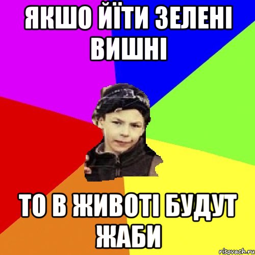 якшо йїти зелені вишні то в животі будут жаби, Мем пацан з дворка