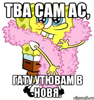 тва сам ас, гату утювам в новя., Мем Спанч боб