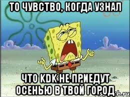 то чувство, когда узнал что kdk не приедут осенью в твой город, Мем Спанч Боб плачет