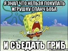 я знал что нельзя покупать игрушку спанч боба и съедать гриб, Мем Спанч Боб плачет