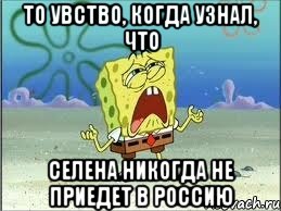 то увство, когда узнал, что селена никогда не приедет в россию, Мем Спанч Боб плачет