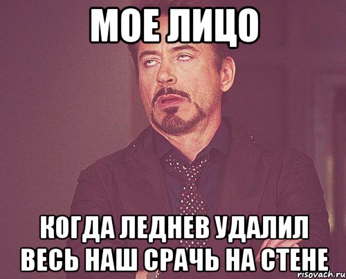 мое лицо когда леднев удалил весь наш срачь на стене, Мем твое выражение лица