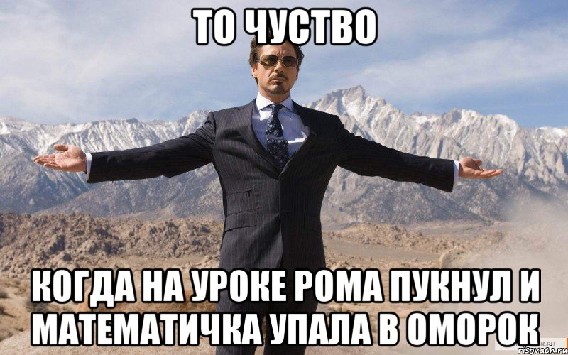 то чуство когда на уроке рома пукнул и математичка упала в оморок, Мем железный человек