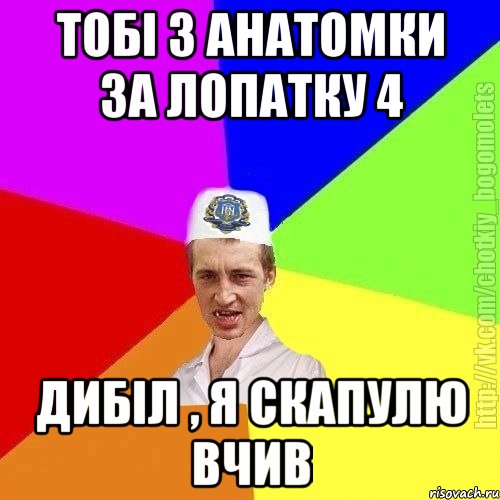 ТОбі з анатомки за лопатку 4 Дибіл , я скапулю вчив, Мем Чоткий пацан