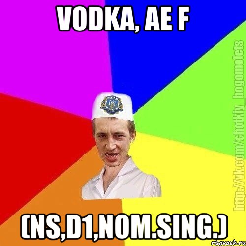 vodka, ae f (ns,d1,nom.sing.), Мем Чоткий пацан