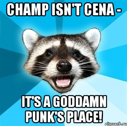 champ isn't cena - it's a goddamn punk's place!, Мем Енот-Каламбурист