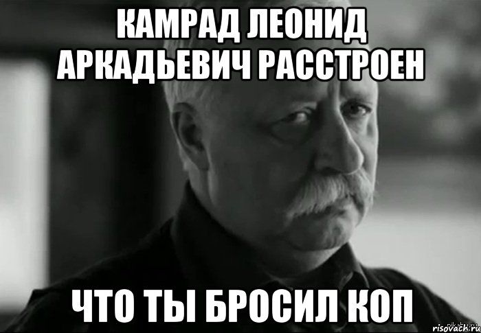 КАМРАД ЛЕОНИД АРКАДЬЕВИЧ РАССТРОЕН что ты бросил коп, Мем Не расстраивай Леонида Аркадьевича