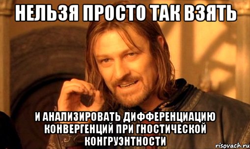 нельзя просто так взять и анализировать дифференциацию конвергенций при гностической конгруэнтности, Мем Нельзя просто так взять и (Боромир мем)