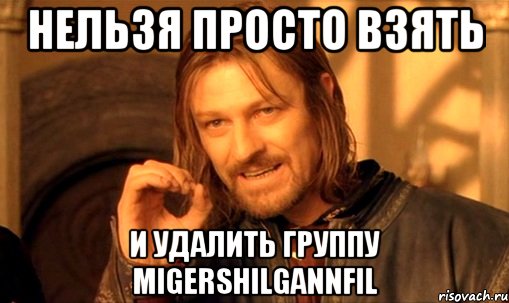 нельзя просто взять и удалить группу migershilgannfil, Мем Нельзя просто так взять и (Боромир мем)