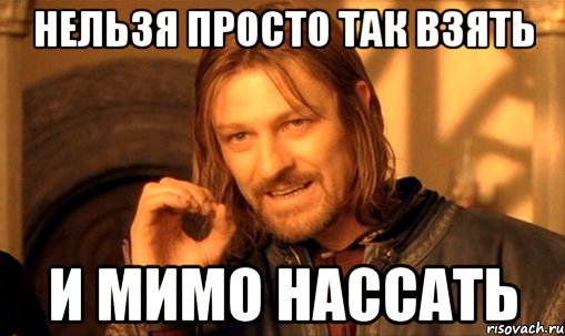 нельзя просто так взять и мимо нассать, Мем Нельзя просто так взять и (Боромир мем)