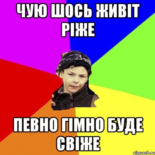 чую шось живіт ріже певно гімно буде свіже, Мем пацан з дворка