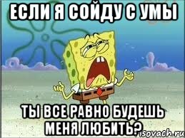 если я сойду с умы ты все равно будешь меня любить?, Мем Спанч Боб плачет