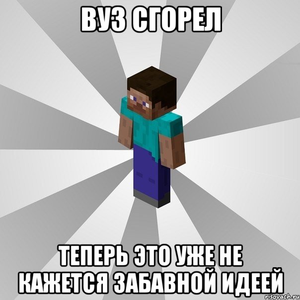 Вуз сгорел теперь это уже не кажется забавной идеей, Мем Типичный игрок Minecraft