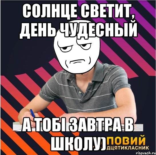 солнце светит, день чудесный а тобі завтра в школу), Мем Типовий одинадцятикласник