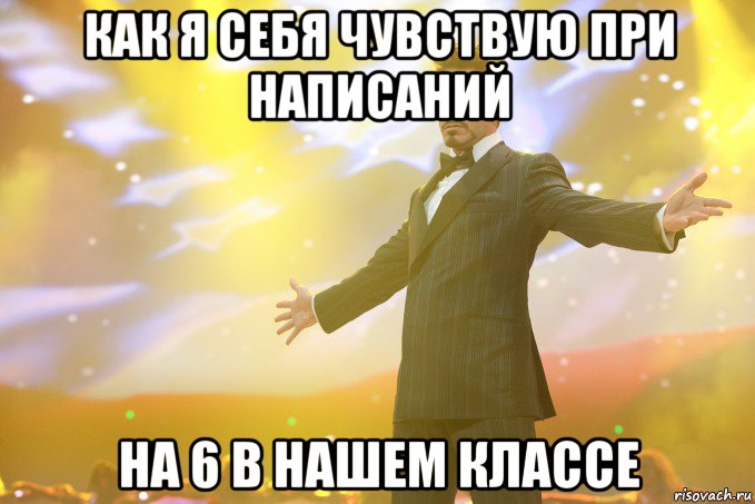 как я себя чувствую при написаний на 6 в нашем классе, Мем Тони Старк (Роберт Дауни младший)