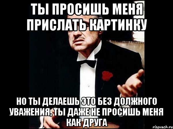 ты просишь меня прислать картинку но ты делаешь это без должного уважения, ты даже не просишь меня как друга, Мем ты делаешь это без уважения