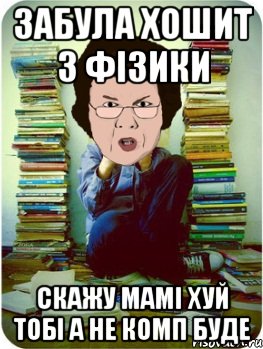 забула хошит з фізики скажу мамі хуй тобі а не комп буде, Мем Вчитель