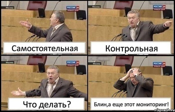 Самостоятельная Контрольная Что делать? Блин,а еще этот мониторинг!, Комикс Жирик в шоке хватается за голову