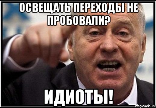 освещать переходы не пробовали? идиоты!, Мем жириновский ты