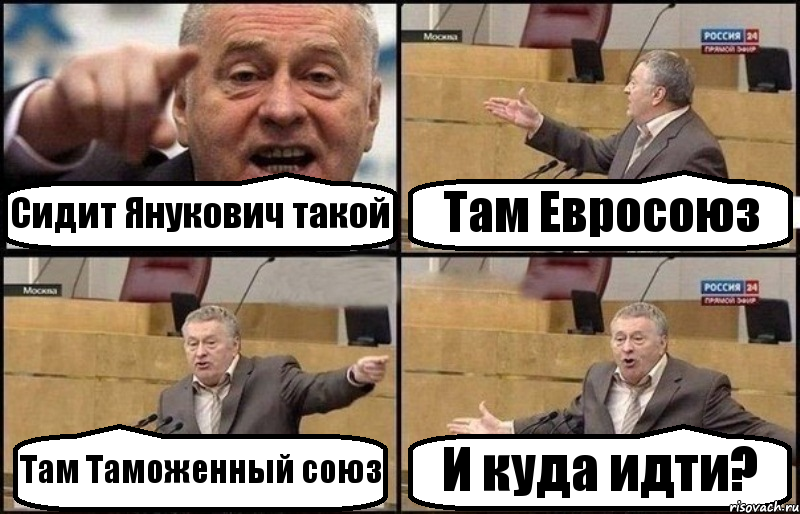 Сидит Янукович такой Там Евросоюз Там Таможенный союз И куда идти?, Комикс Жириновский