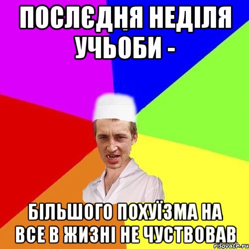 послєдня неділя учьоби - більшого похуїзма на все в жизні не чуствовав, Мем chotkiy-CMK