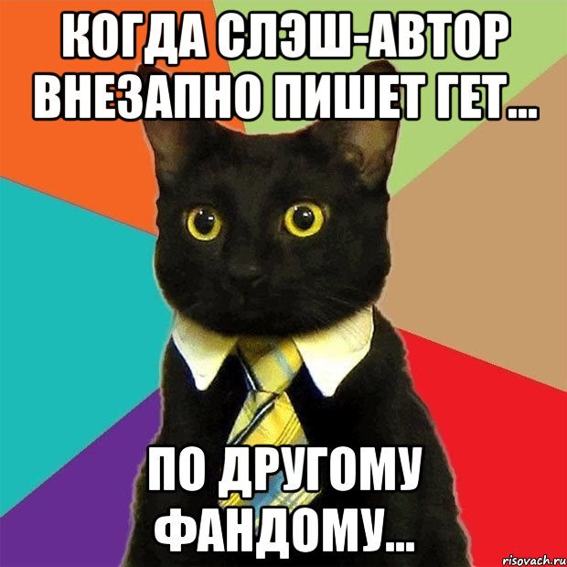 когда слэш-автор внезапно пишет гет... по другому фандому..., Мем  Кошечка