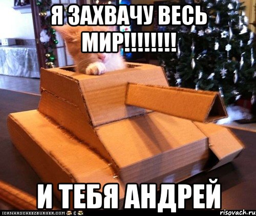 Я захвачу весь мир!!!!!!!! И ТЕБЯ андрей, Мем Котэ танкист