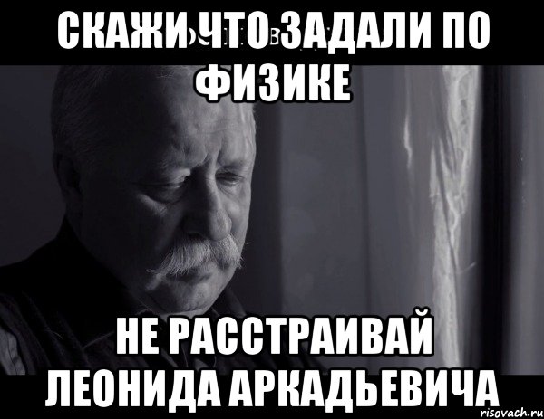 скажи что задали по физике не расстраивай Леонида Аркадьевича, Мем Не расстраивай Леонида Аркадьевича