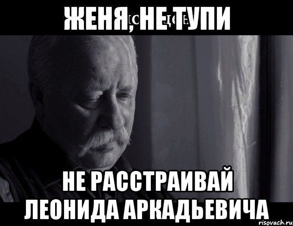 Женя, не тупи не расстраивай леонида аркадьевича, Мем Не расстраивай Леонида Аркадьевича